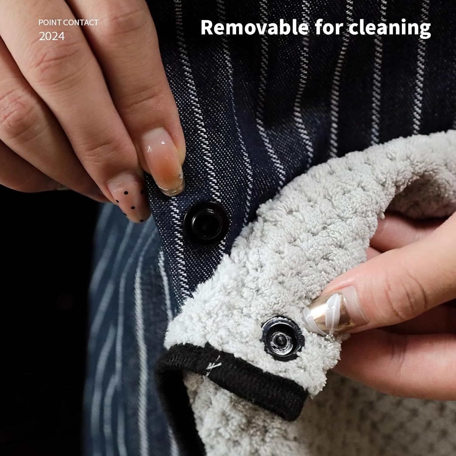 Welan Apron for Women with Pocket, Cross Back No Tie Pinafore No Tie for Kitchen Garden Cooking with Hand Wipe (2 Colors) - Image 3