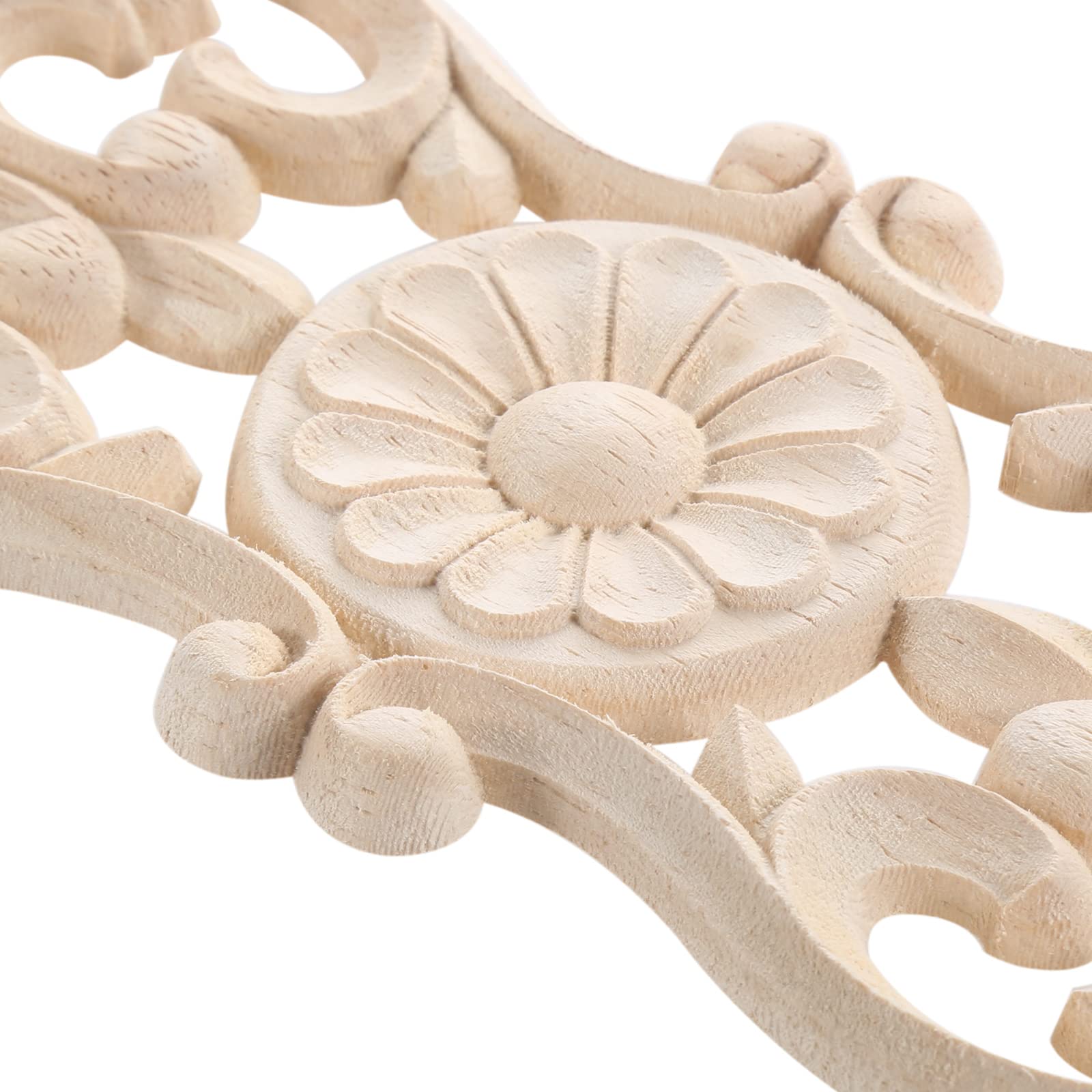MUXSAM Wood Carved Onlays, 2Pcs Unpaint Decorative Appliques, Long Furniture Carving Decals for Cabinet Mirror Dresser Wall Closet Cupboard Bed Furniture Piece DIY Project, 32x8cm/12.6"x3.2"