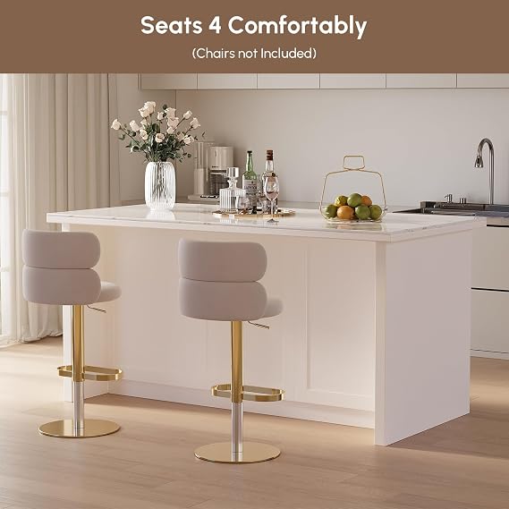 homary 72 White Kitchen Island with Storage Large Kitchen Cabinet with Drawers & Sintered Stone Top Island Table for Dining Room