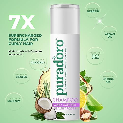 Miniatura 3 de Champú de control rizado y raíces saludables mejora los rizos, hidrata con aceites de argán y jojoba, define rizos naturales para cabello ondulado y