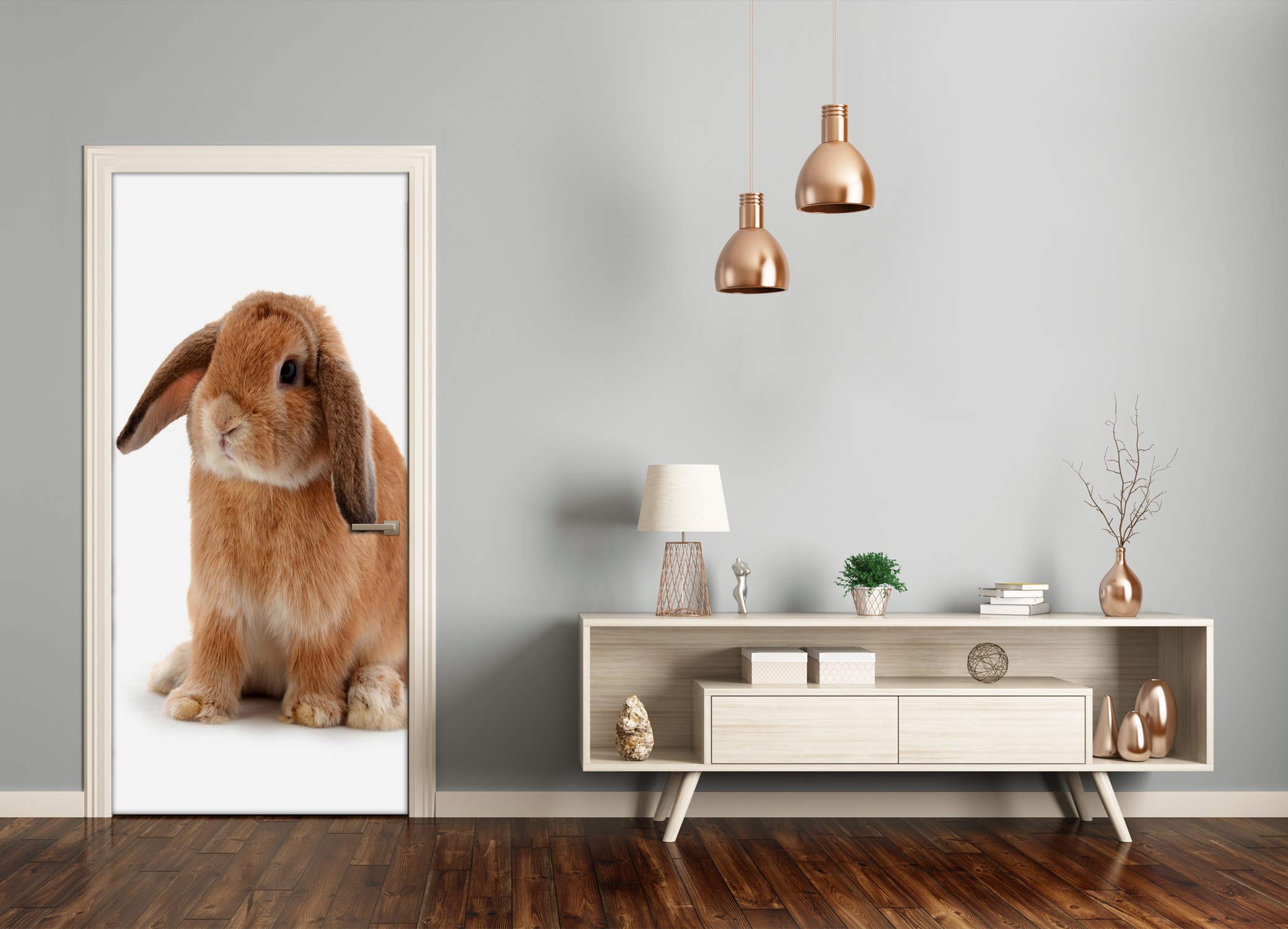 Tulup Autocollant De Porte – 95x205 cm Étiquette Décoration Auto-Adhésive Papier Peint Imperméable pour La Porte - Mur de Lapin