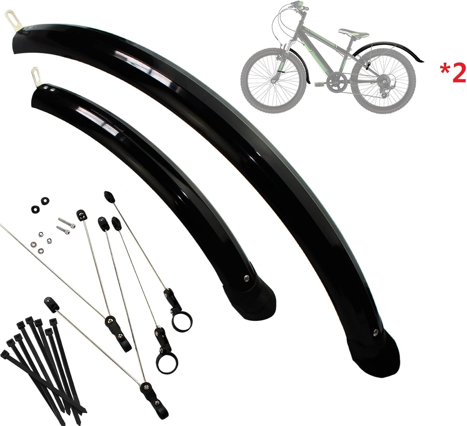 fenders Bike Front fendder and Rear Fender for Water and mud Protection with a Full Set of Screws,spacers and 8pcs Cable Ties