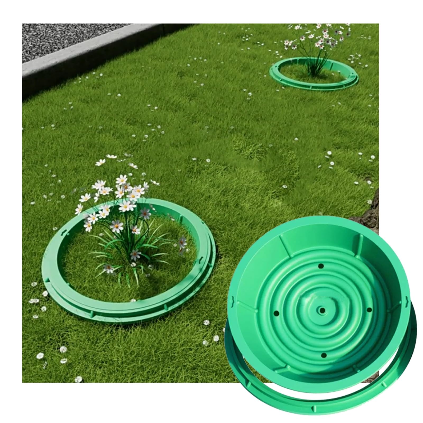 GJMSSMY Manhole Cover with Pull Hole 15.7x15.7 Inch Reinforced Resin Access Lid for Garden Planting and Grass PotsLandscape Access Cover