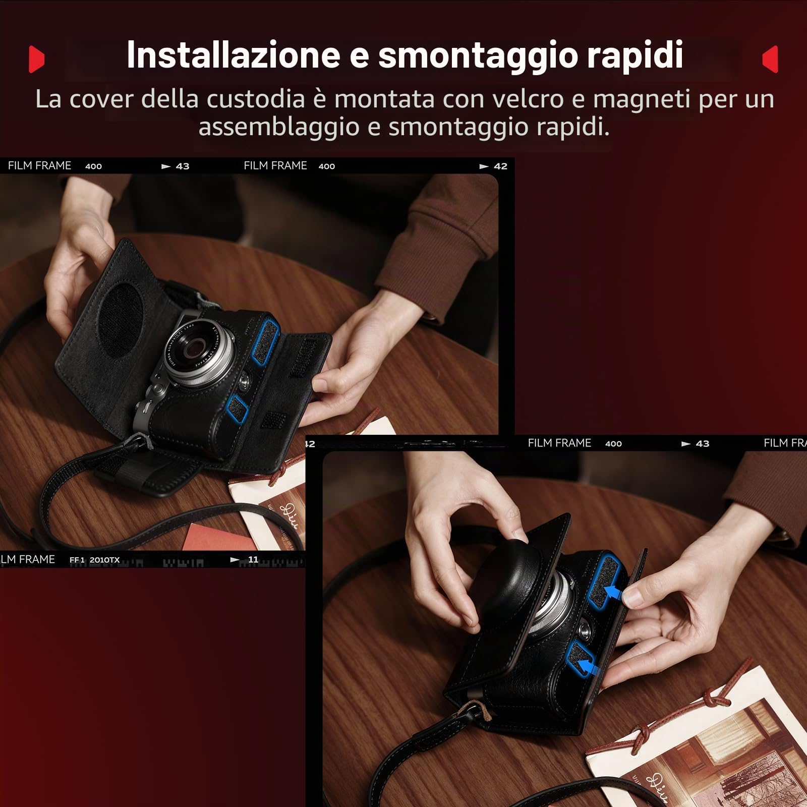 SMALLRIG Kit Custodia in Pelle per FUJIFILM X100VI, Include Mezza Borsa in Pelle, Custodia Flip e Tracolla, Vera Pelle, Portatile e Protettiva, Nero - 5622