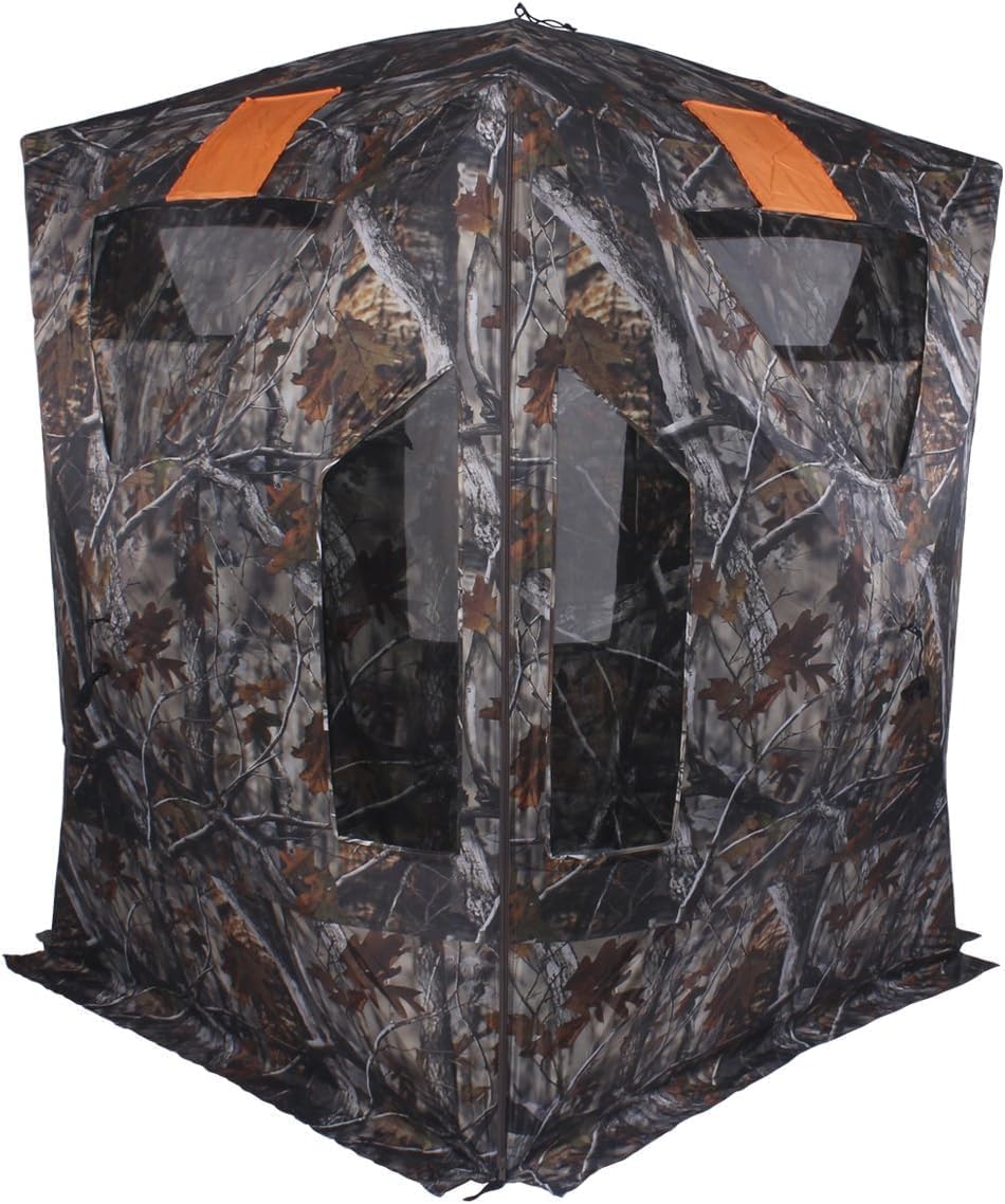 THUNDERBAY Two-Tall Extra Tall Hunting Blind with Carrying Bag, 2-3 Person Pop Up Ground Blinds 270 Degree, Portable Hunting Tent for Deer & Turkey Hunting