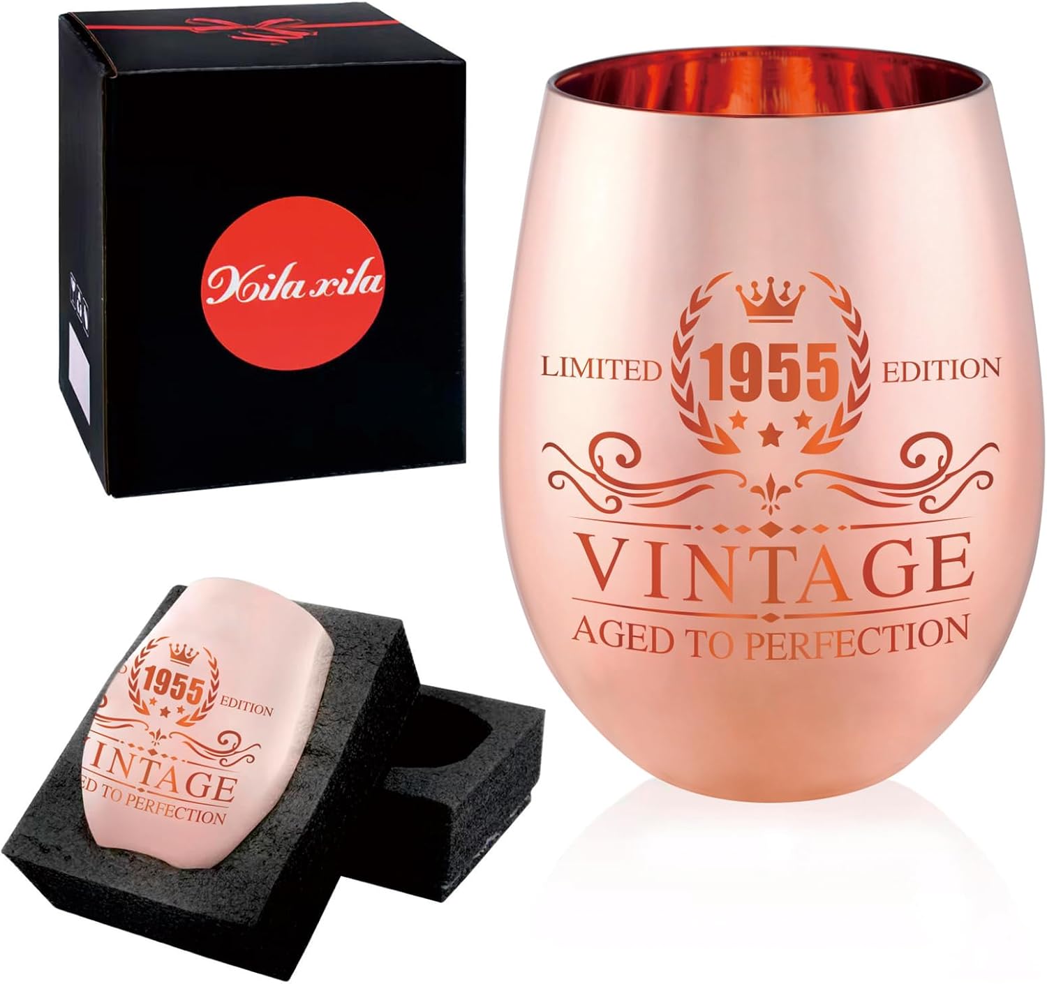 71st Birthday Gifts for Women - Vintage 1955 Wine Glass - 70th Birthday Decorations for Her - Funny Bday Present Ideas - Image 5