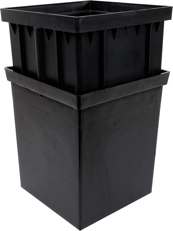 NDS 1216 Catch Basin Riser for 12 Inch Square Catch Basin Drain and 12 Inch Low-Profile Adapter Drain, Black