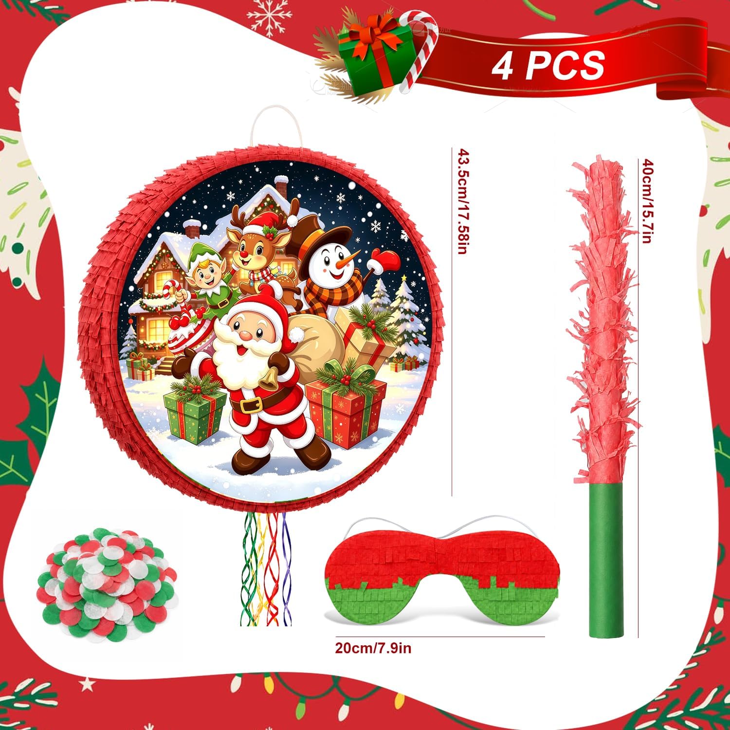 4 in 1 Christmas Pinata Christmas Party Decorations Xmas Pary Game Supplies | Chirstmas in July, Santa Claus Pinata, Christmas Party Supplies, Christmas Party Favors Stuffers, Christmas Party Games