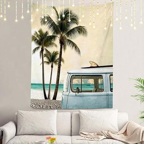 Miniatura 44 de Shrahala Palm Trees Los Angeles - Tapiz psicodélico grande para dormitorio y sala de estar (51.2 x 59.1 pulgadas, azul 1)