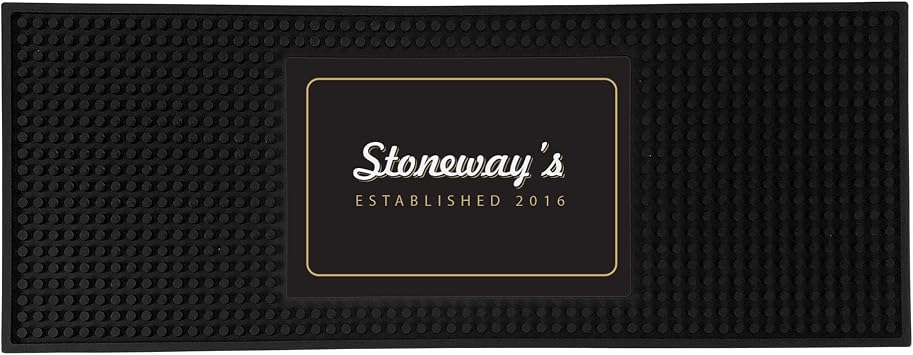 Custom Bar Mat with Family Name and Established Year Personalized Spill-Resistant Rubber Bar Mat for Home Bars