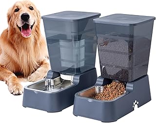 Meikuler Pets Auto Feeder 5.2L,Food Feeder and Water Dispenser Set for Medium & Large