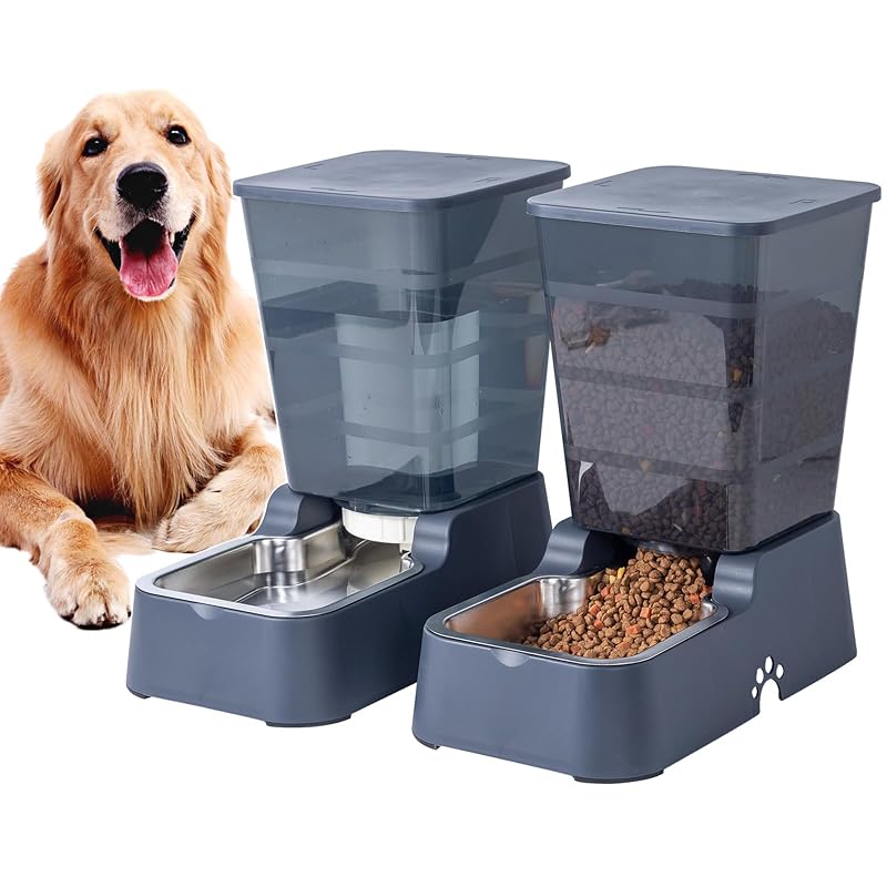 Comedouro Automático para Cães e Gatos com Bebedouro, Capacidade de 5,2 L Meikuler Navy