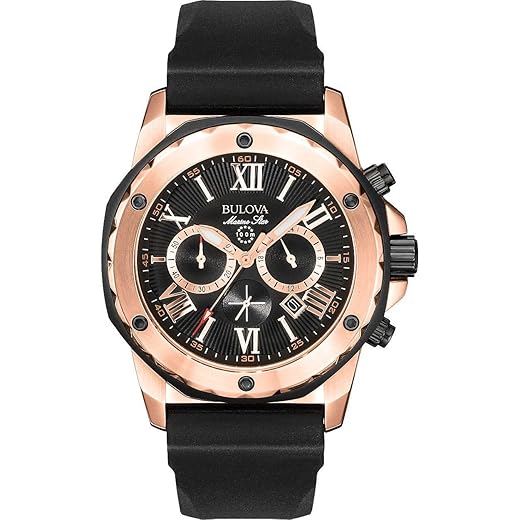 Bulova Relógio masculino Marine Star 'Series A' cronógrafo de quartzo, marcadores luminosos, mostrador giratório, resistente à água até 100 m, 44 mm