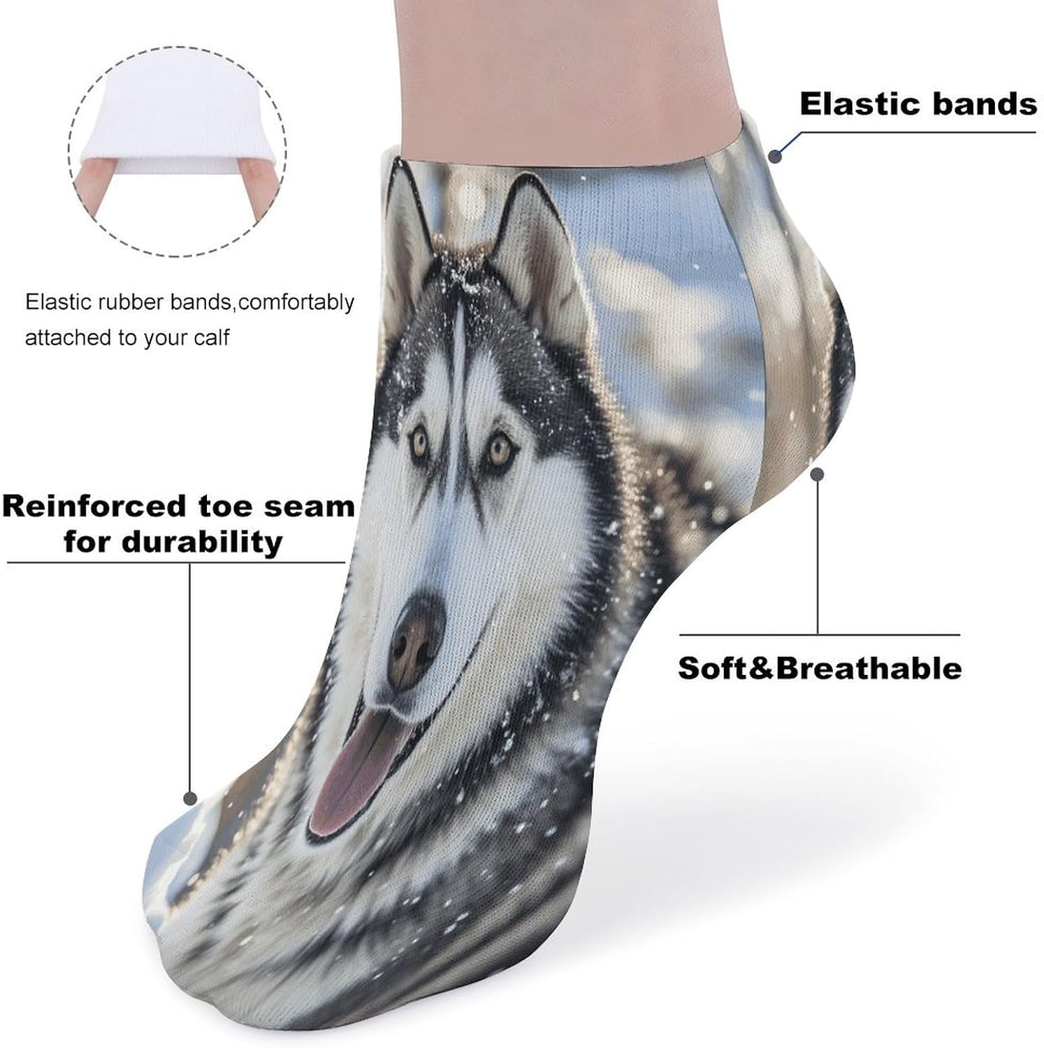 Dog in The Snow Ankle Sock-Low Cut Breathable,Basketball Socks for Men Women,Tube Socks for Work Sports