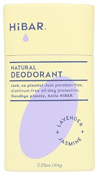HiBAR - Lavender & Jasmine Plastic Free Deodorant - Natural Deodorant - All-Day Protection - With Sunflower Seed Wax, Rice Bran & Shea Butter - Plastic, Paraben & Aluminum-Free - Vegan