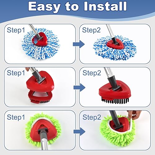 Miniatura 6 de Juego de cabezales de trapeador O Cedar RinseClean con 2 tanques, 3 repuestos de cabezal de fregona de microfibra y 3 almohadillas de mopa de