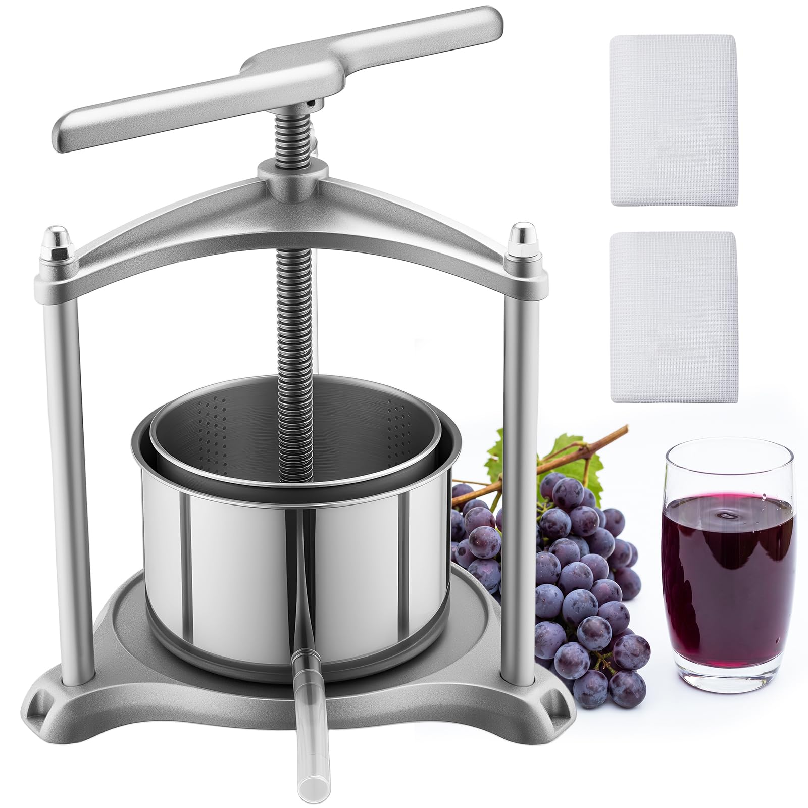 VEVOR Fruit Wine Press 0.8 Gallon 3L Stainless Steel Manual Juice Maker