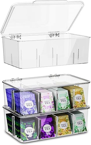 Vista 11 de Utopia Home Organizador de bolsas de té, organizador apilable de almacenamiento de bolsas de té con tapa superior transparente, soporte para bolsas