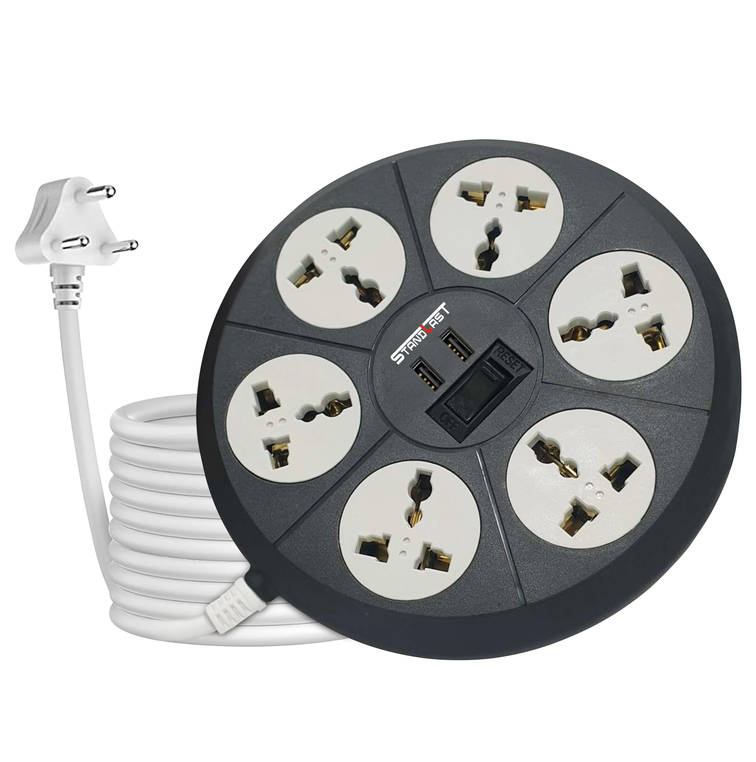 STANDLAST 6-Socket Extension Board with 2.4 Amp USB Port | Surge Protector | 10A Multi Plug Spike Guard | 1.9 Meter Heavy Duty Cord | 240V Power Strip for Home, Office, Appliances – Grey-picture-10