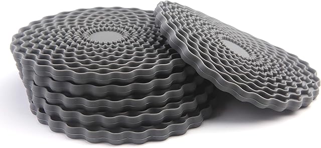 Grey Drinks Coasters Set of 6 by Stone & Thyme - a UK Brand. Non Slip, Heatproof & Easy to Clean. Colourful Decorative Home Accessories That Protect All Surfaces.