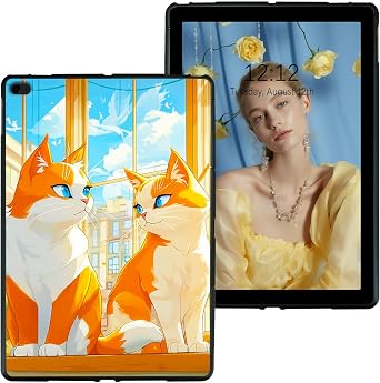 for iPad 9.7 Inch 5th/6th Generation 2017/2018 iPad 9.7 Air 1/2 Generation Black Tablet Case, Shockproof Protective Shell Flexible Matte Lightweight TPU Case, Orange 2 Cats