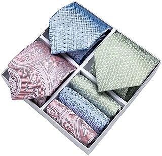 WALNUT Classic 3 Pack 8cm Ties Ties Affari Formali Business Necktie Accessori Accessori Seta Tie Hanky ​​Regalo (Color : 3 Pack, Size : One Size)