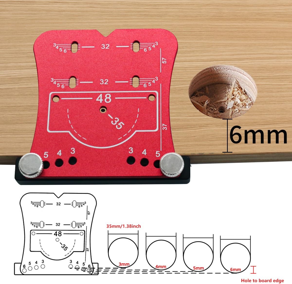 Cabinet Door Hinge Jig Concealed Door Hinge Jig Cabinet Hinge Template Jig for Woodworking Marking Template for 35mm Concealed Hinges
