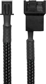 CRJ Mini 2-Pin Fan Adapter Cables (2-Pack) - 4-inch (10cm), Black Sleeved - Connect 3-Pin & 4-Pin PC Fans to Mini 2-Pin JST XH 2.5mm Headers