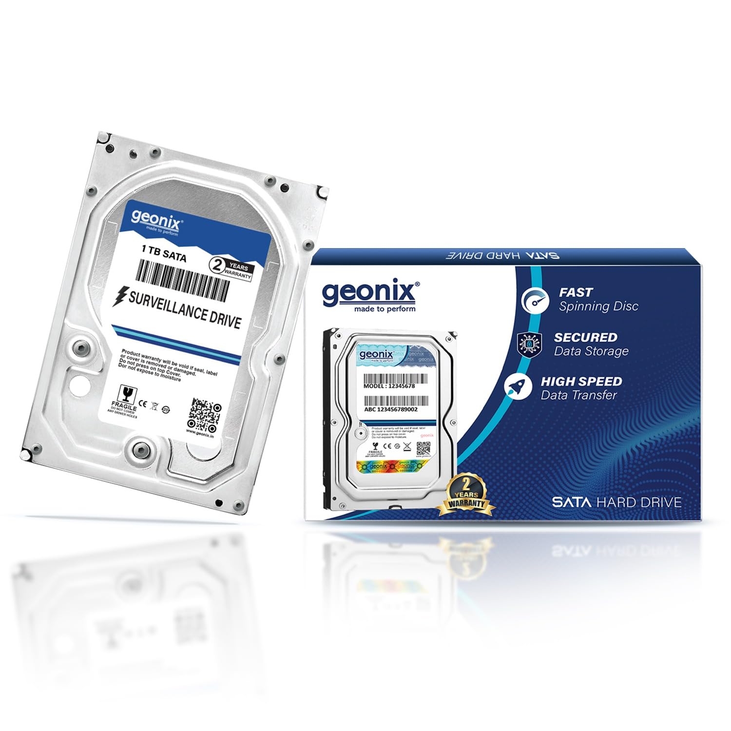GEONIX 1 TB SATA Hard Drive for Desktop–8.89 cm(3.5 Inch), 6 Gb/s ‎5400 RPM High Speed Data Transfer, Heavy Duty Hard Disk with 64 MB Cache for Computer PC, 2 Years Warranty