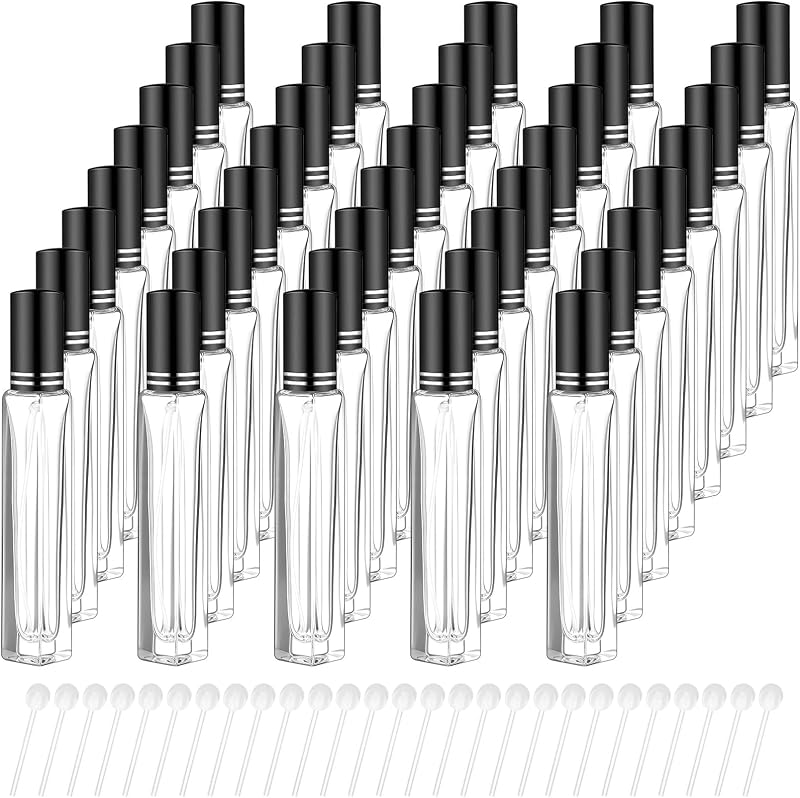 Domensi Frascos Atomizadores de Perfume de Vidro Recarregáveis, 10 mL, Pretos, Pacote com 40