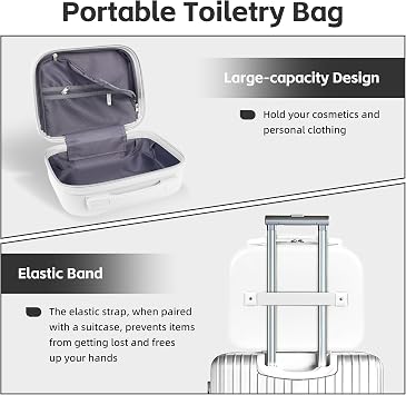 White Portable Makeup Case 14inch Cosmetic Case Travel Toiletry Hand Luggage Carrying Case