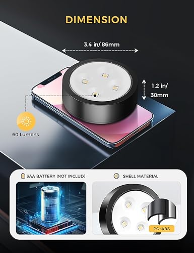 Miniatura 3 de Stick on Lights with Remote Shelf Lights Battery Operated Push Lights Small Led Bookshelf Lights Above Cabinet Lighting 2 Pack Black