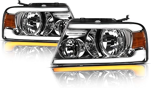 Miniatura 21 de Alpha Owls 8711378 Projector Headlights With Switchback Sequential LED Bar & Startup Light - Black Amber Fits 2004-2008 Ford F150 / 2006-2008