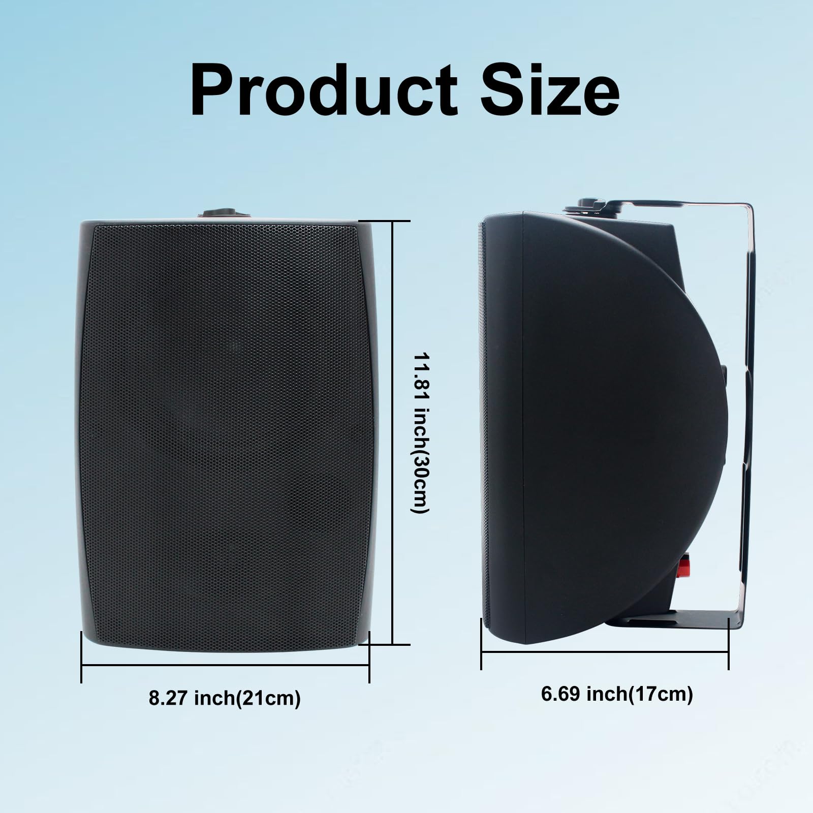 Herdio 6,5 Pouces 800 W Haut-parleurs passifs d'extérieur, 2 Voies, avec Basses, étanche Enceintes d'extérieur, adaptés pour terrasse, Porche, Jardin, intérieur ((4, Noir)