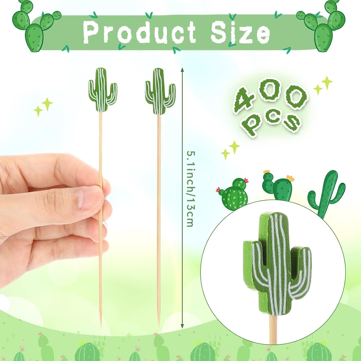 Chengu Cactus 400 Pcs Cocktail Picks for Appetizer Cocktail Toothpicks