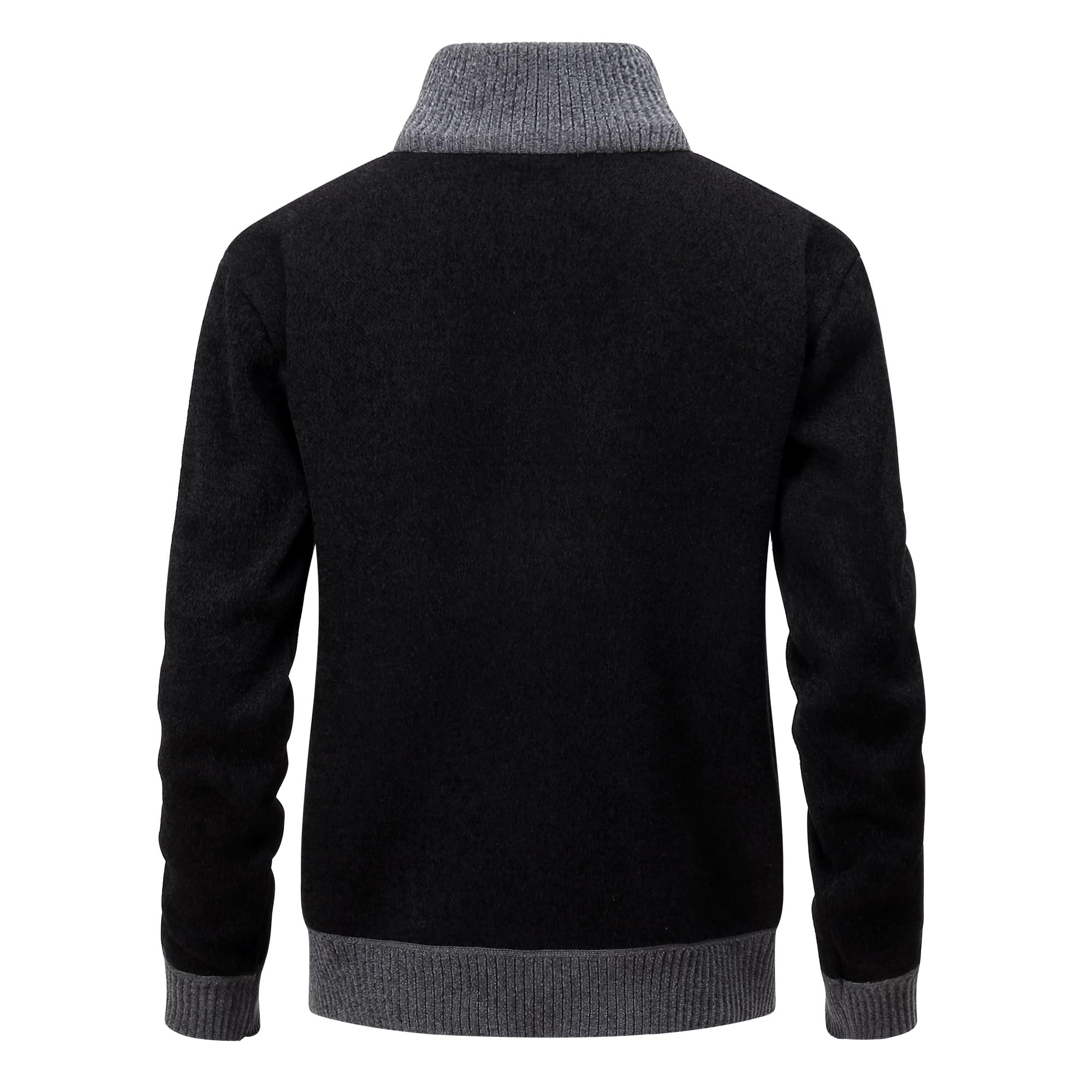 Chaqueta de Cuello Alto Slim Fit Cárdigan Hombre Mangas Largas Cremallera Forro Polar Invierno