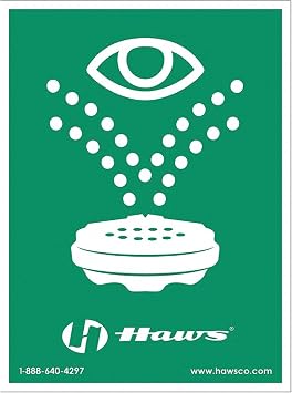 Haws SP175 Vertical universal emergency eyewash sign. Size 8" x 10-3/4". - Plastic