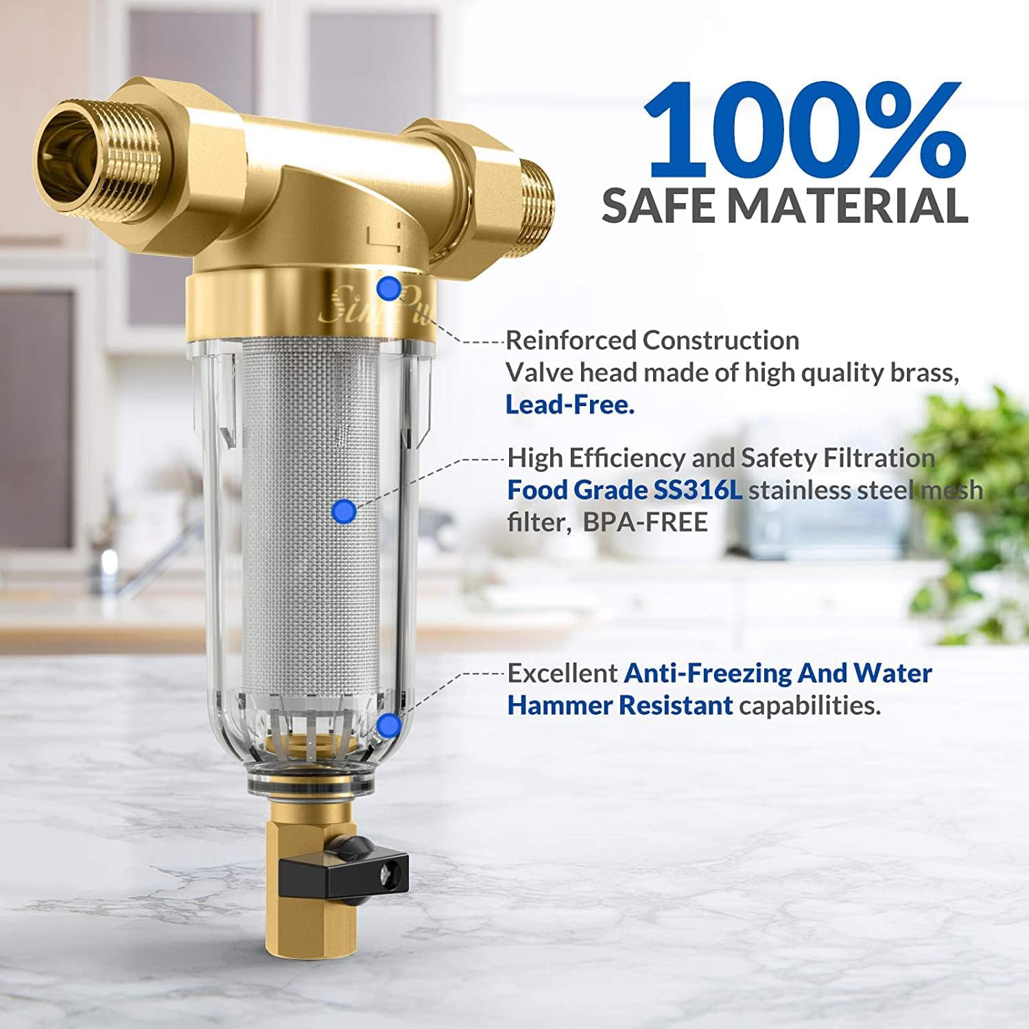 SimPure 40 Micron Spin Down Sediment Filter, Plus Extra 200μm Element, Reusable Whole House Sediment Water Filter, Pre-Filtration System for City/Well water, 1" MNPT + 3/4" FNPT + 3/4"MNPT, BPA Free : Tools & Home Improvement