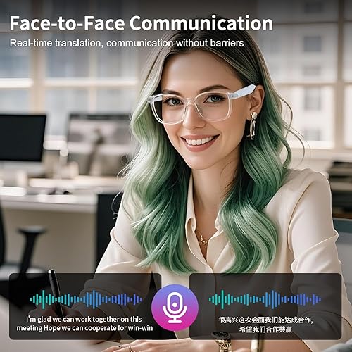 Miniatura 8 de Lentes inteligentes AI, lentes de traducción Bluetooth para hombres y mujeres, lentes de sol de audio inteligentes con traducción en tiempo real