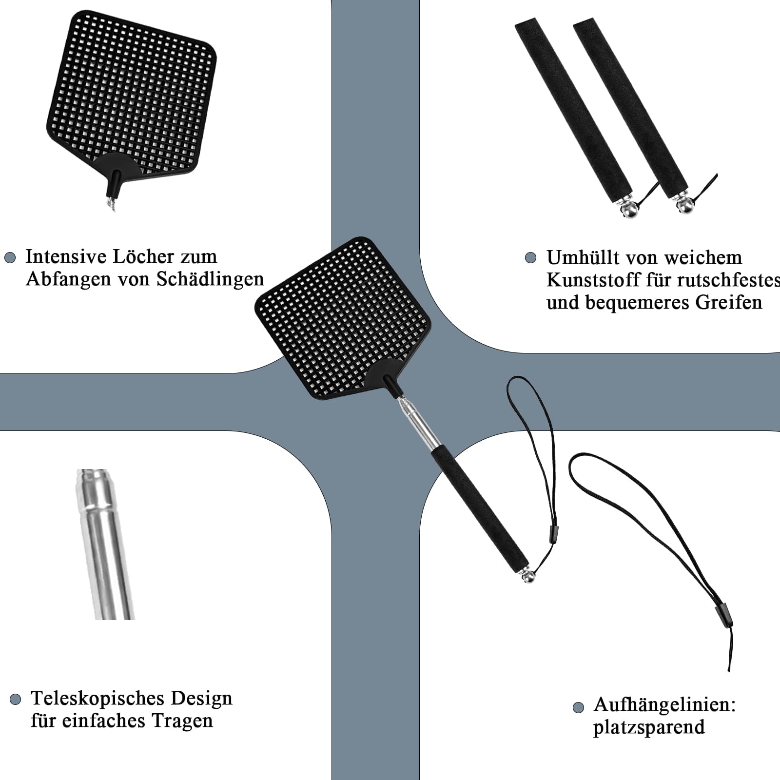 Scacciamosche estensibili | 6 pezzi Fly Swatter, ideali per respingere mosche, vespe, zanzare e altri insetti