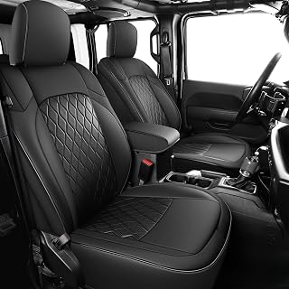 Coverado Seat Covers Fullset for Jeep Wrangler, Waterproof Car Seat Covers for Automotive Truck Seat Covers Custom Fit for 2018-2026 Jeep Wrangler JL 4-Door with Rear Cupholder Only，Black