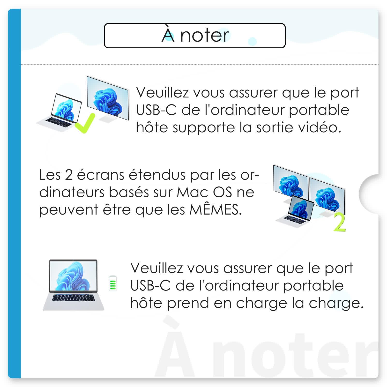 WAVLINK Station d'accueil pour Ordinateur Portable, concentrateur USB C 10 G avec Double HDMI, 100 W PD in, USB-A/C 3.2 10&5 Gbit/s, Gigabit Ethernet pour Dell/HP/Lenovo, etc., Windows | Résolution unique 4K@60Hz, puissance d'entrée de 100W, 3 x USB-C/A 1