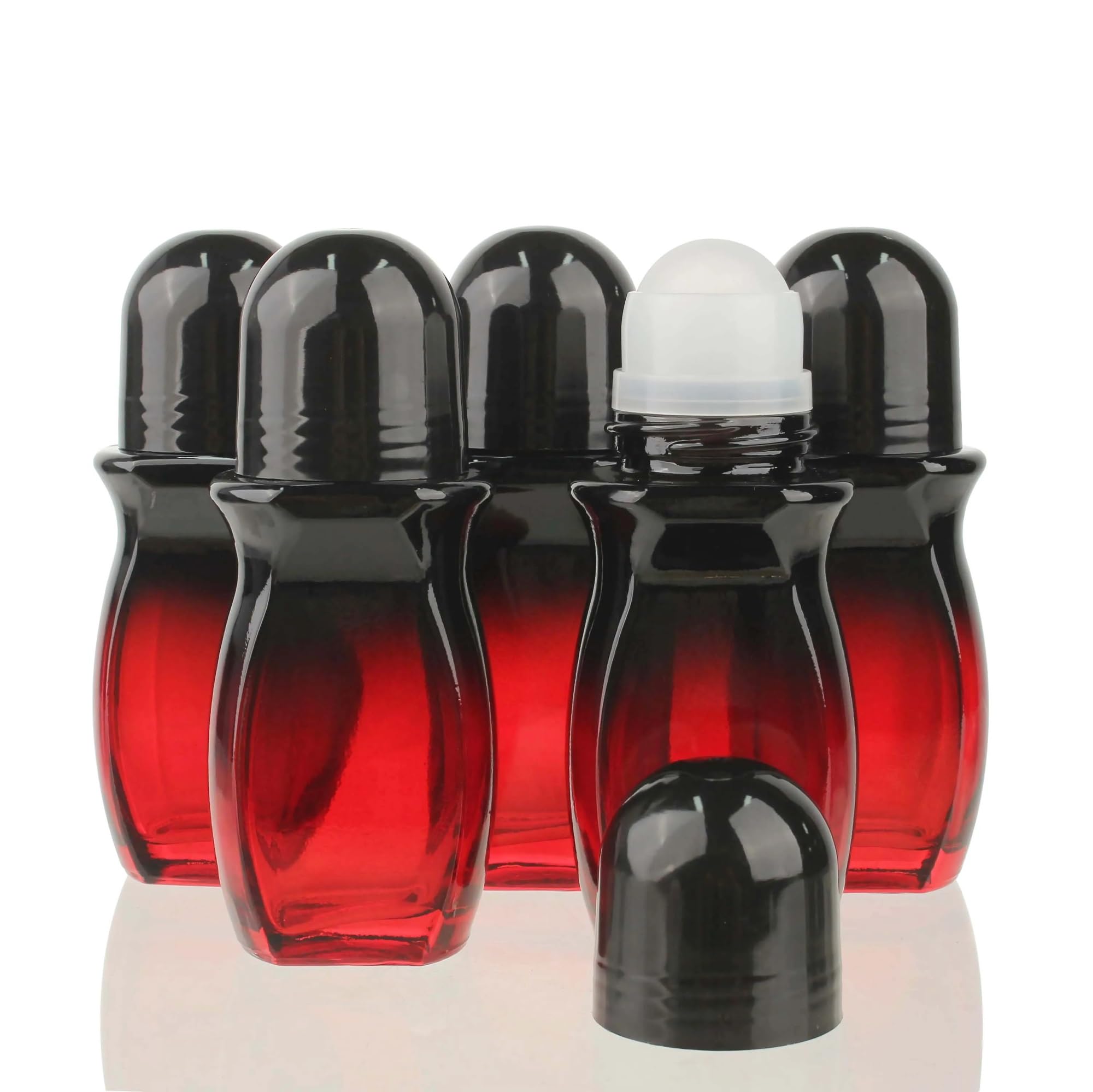 Roll On Flasche Farbverlaufs-Rotglas-Ölrollerflaschen, nachfüllbarer Deodorant-Behälter, Applikator, for Selbermachen