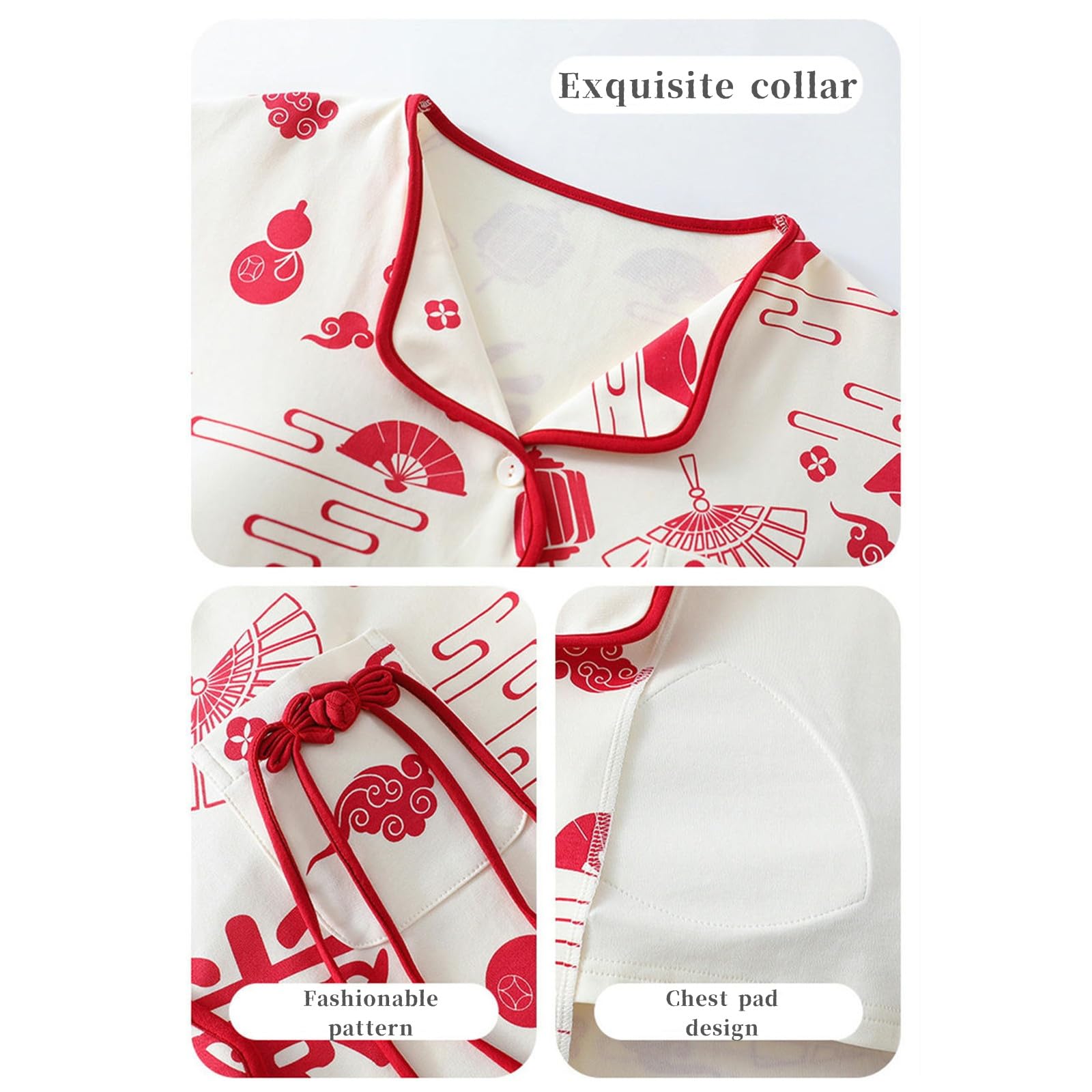 Pigiama Donna Pigiama da Donna in Stile Cardigan per Autunno E Inverno - Maniche Lunghe, Protezioni per Il Petto, Pantaloni Lunghi, Vestiti per La Casa in Cotone-Rosa-l