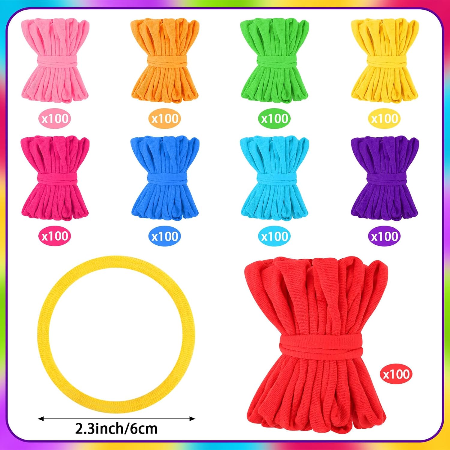 Lemicin 900 PCS Weaving Loom Loops Potholder for 7 inch Loom Rainbow Color Durable Nylon Weaving Crafts Flexible DIY Kit Potholder Loops Refill for Kids Adults Birthday Gifts for 5-12 Year Old Girls