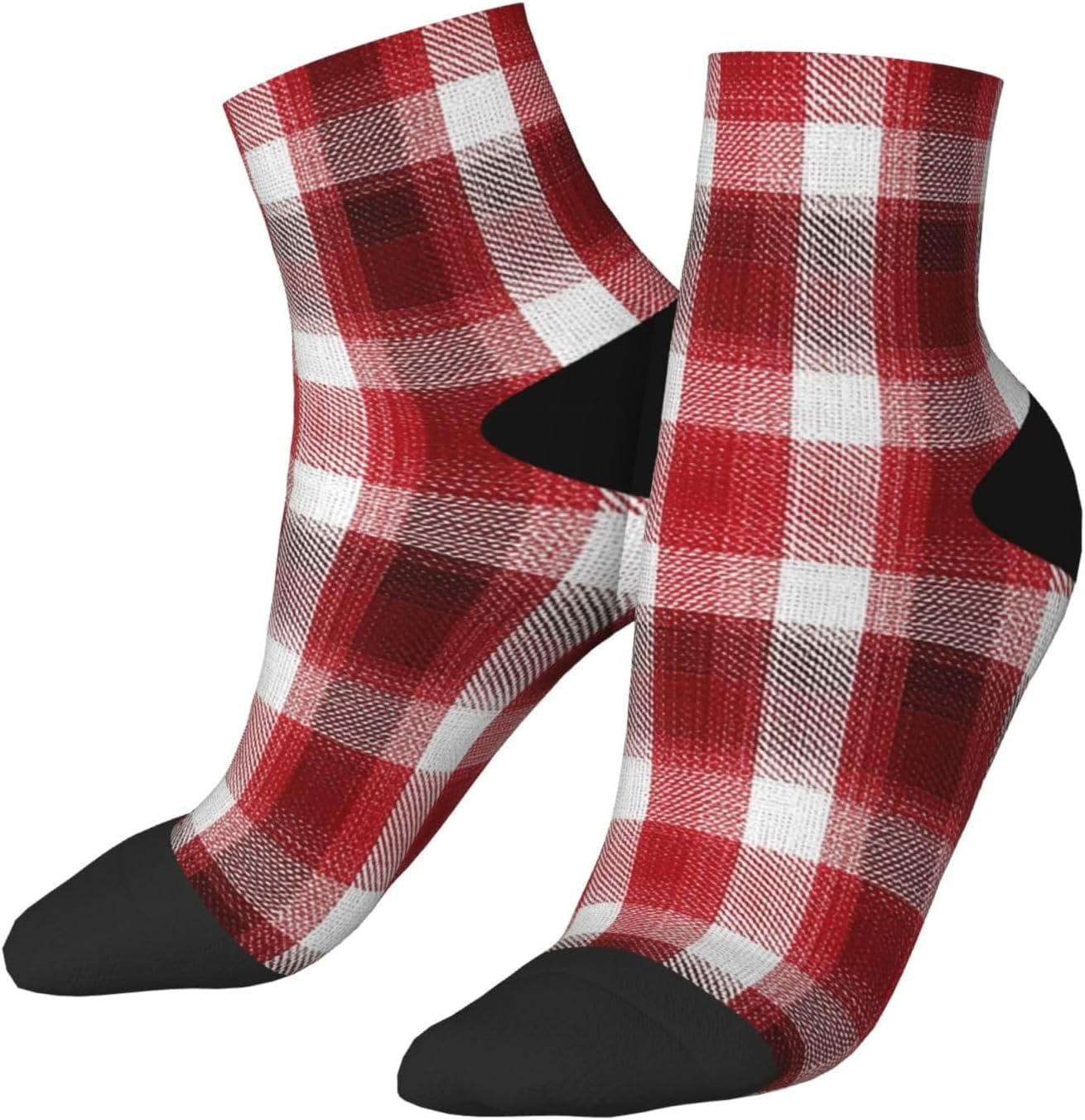 Ankle Socks Soft Breathable Calf Sock Red plaid Socks Low Cut Crew Socks for Men Women