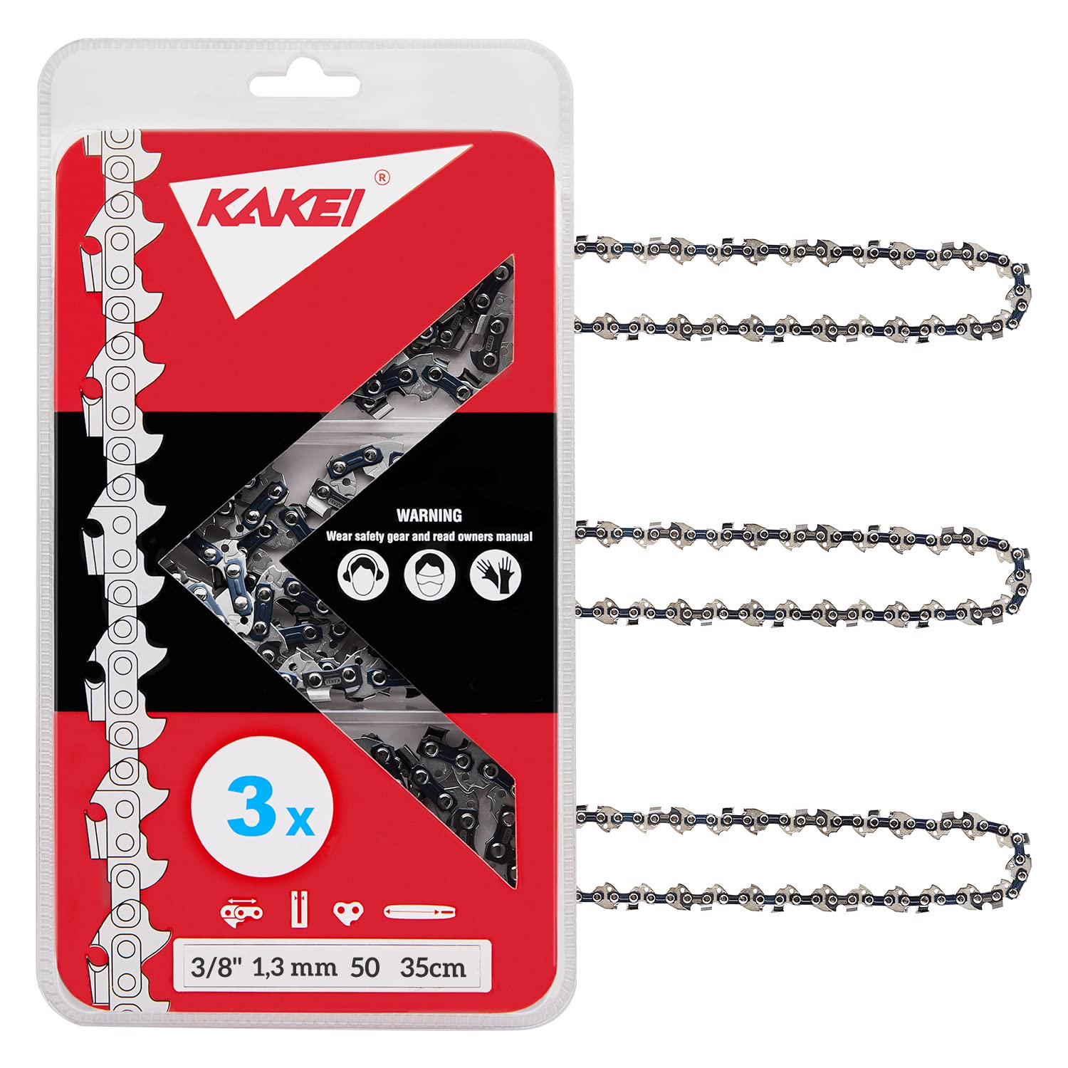 KAKEI Sägeketten 3/8" - 3 Stück - kompatibel mit Dolmar Einhell Makita Black & Decker und andere