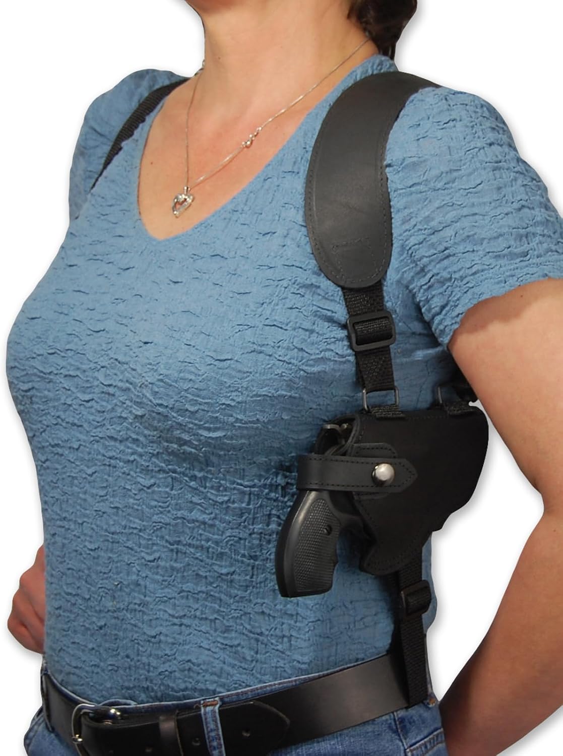 Barsony Black Leather Cross Harness Shoulder Holster for 2-3" or Snub Nose Revolvers