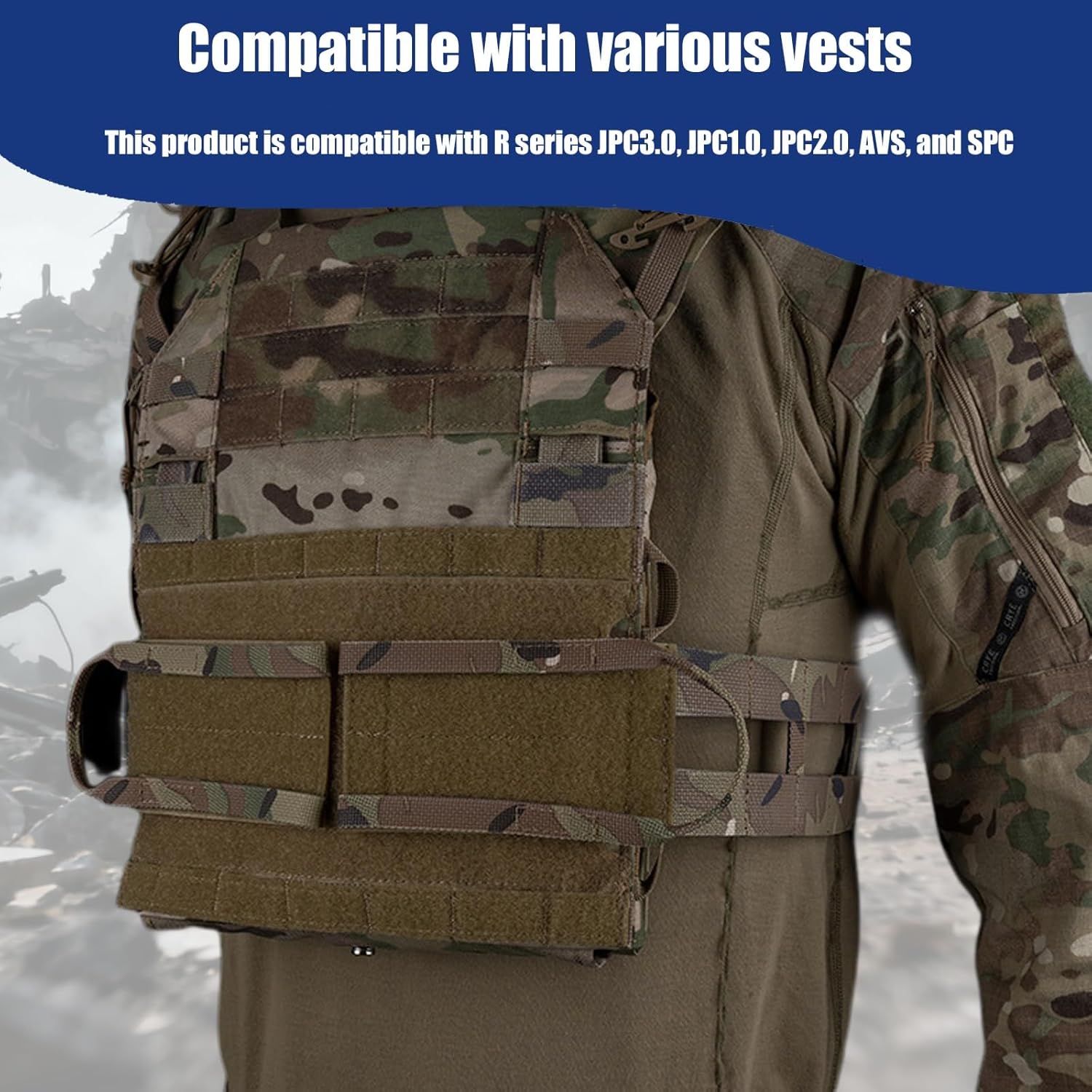 Double Row Skeletal Molle Cummerbund, Adjustable R Series Girdle Vest Quickly Disassembled for J.PC A.VS S.PC(Brown)