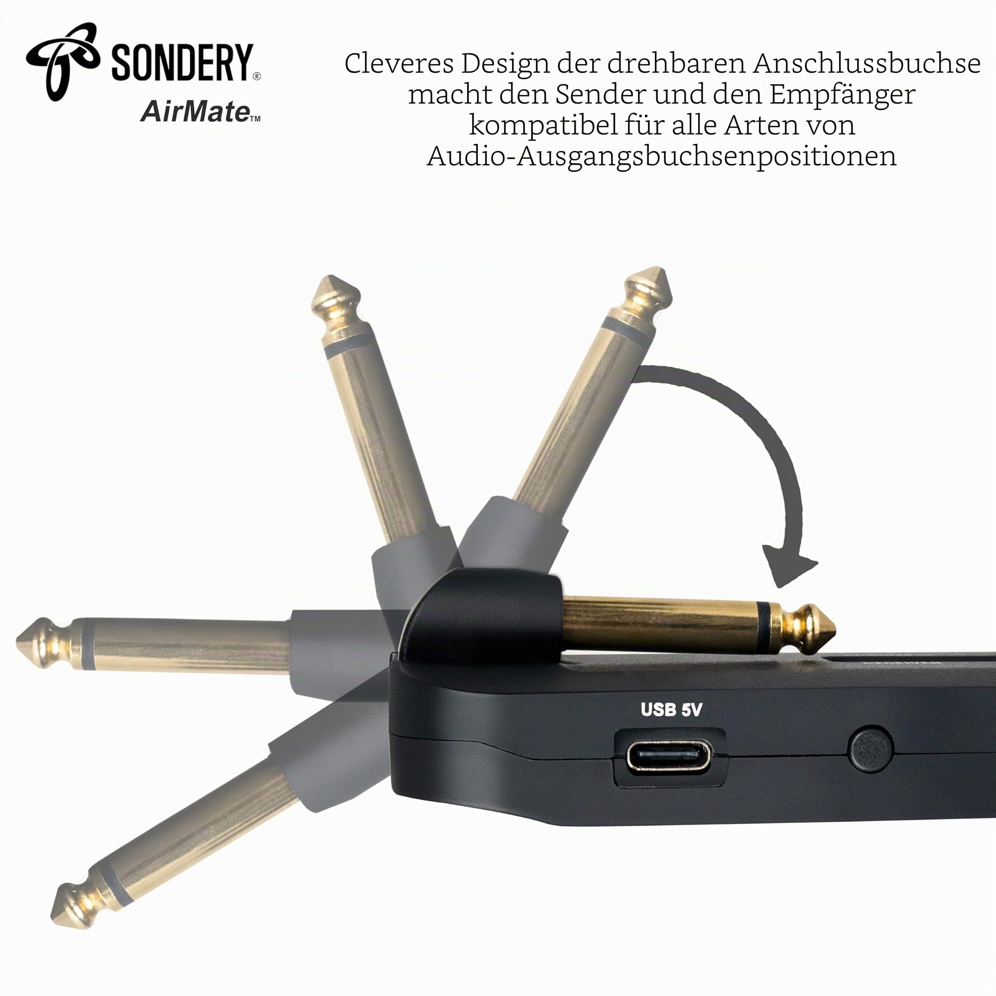 Sondery Kabellos 5,8GHz Gitarren Sender Empfänger, digitales Gitarrensystem wiederaufladbar, kabelloses Gitarren-Basskabel für Gitarren-Bass